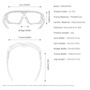 KINGSEVEN Ochelari de soare polarizați pentru ciclism, UV400