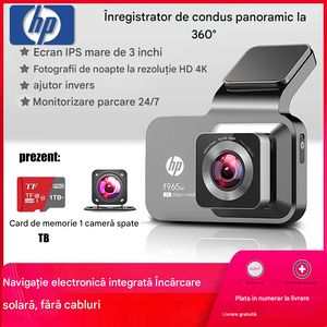 Înregistrator de conducere cu cameră dublă HP 360° Ultra HD față și spate